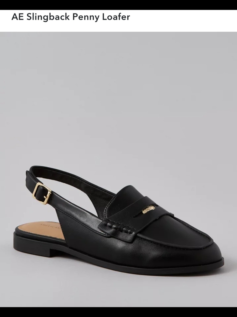 American Eagle Outfitters Black Slingback Loafers with Gold Accent Size 7.5 NWOT